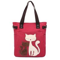Women's Cute Cat Canvas Shopping Bags sku image 1