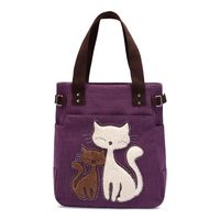 Women's Cute Cat Canvas Shopping Bags sku image 2