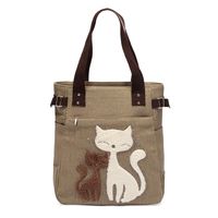 Women's Cute Cat Canvas Shopping Bags sku image 6