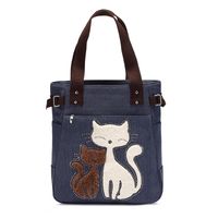 Women's Cute Cat Canvas Shopping Bags sku image 7