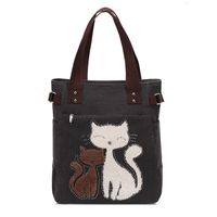 Women's Cute Cat Canvas Shopping Bags sku image 3