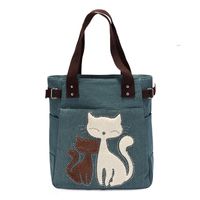 Women's Cute Cat Canvas Shopping Bags sku image 4