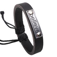 Simple Style Cross Letter Alloy Leather Alloy Men's Bracelets main image 5