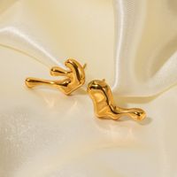 1 Pair Ig Style Irregular Asymmetrical Plating Stainless Steel 18k Gold Plated Ear Studs main image 4