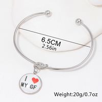 Romantic Letter Alloy Charm Inlay Glass Couple Bangle main image 5