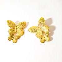 1 Pair Sweet Insect Flower Plating 304 Stainless Steel Turquoise 18K Gold Plated Ear Studs main image 6