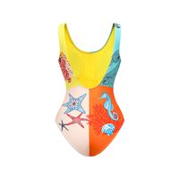 Women's Vacation Beach Color Block Backless 1 Piece One Piece main image 4