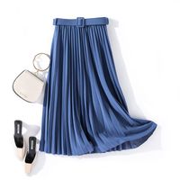Summer Vacation Simple Style Solid Color Polyester Knee-length Skirts main image 5