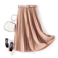 Summer Vacation Simple Style Solid Color Polyester Knee-length Skirts main image 4