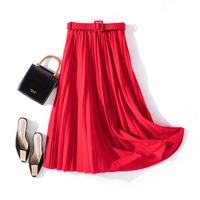 Summer Vacation Simple Style Solid Color Polyester Knee-length Skirts main image 3