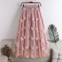 Summer Classic Style Solid Color Polyester Midi Dress Skirts main image 1
