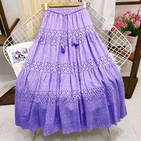 Summer Streetwear Solid Color Cotton Midi Dress Skirts main image 5