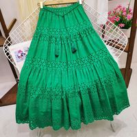 Summer Streetwear Solid Color Cotton Midi Dress Skirts main image 1