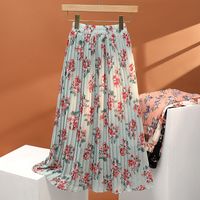 Summer Streetwear Flower Polyester Chiffon Midi Dress Skirts main image 4