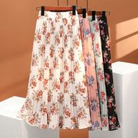 Summer Streetwear Flower Polyester Chiffon Midi Dress Skirts main image 1