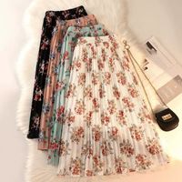 Summer Streetwear Flower Polyester Chiffon Midi Dress Skirts main image 2