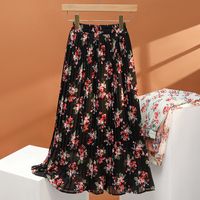Summer Streetwear Flower Polyester Chiffon Midi Dress Skirts main image 3