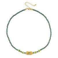 Ethnic Style Solid Color Turquoise Beaded Plating Necklace sku image 1