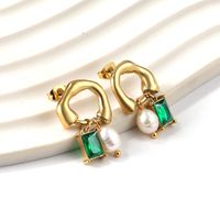 1 Pair Sweet Flower Plating Inlay Stainless Steel Artificial Gemstones Drop Earrings Earrings sku image 1