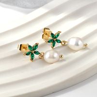1 Pair Sweet Flower Plating Inlay Stainless Steel Artificial Gemstones Drop Earrings Earrings main image 4