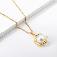Classic Style Geometric Bow Knot Stainless Steel Plating Inlay Artificial Gemstones Pendant Necklace main image 5