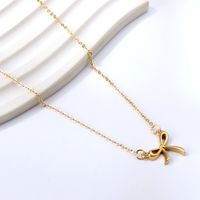 Classic Style Geometric Bow Knot Stainless Steel Plating Inlay Artificial Gemstones Pendant Necklace main image 4