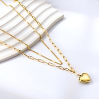 Simple Style Heart Shape Stainless Steel Titanium Steel Plating Pendant Necklace main image 5
