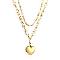 Simple Style Heart Shape Stainless Steel Titanium Steel Plating Pendant Necklace sku image 5