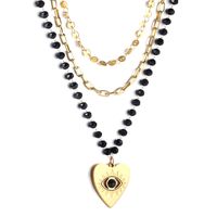 Ig Style Star Heart Shape Stainless Steel Titanium Steel Plating Inlay Artificial Crystal Layered Necklaces sku image 4