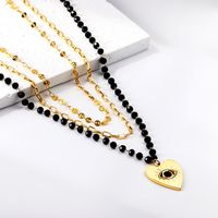Ig Style Star Heart Shape Stainless Steel Titanium Steel Plating Inlay Artificial Crystal Layered Necklaces main image 4