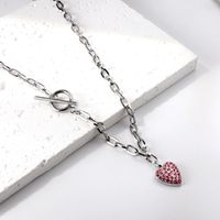 Ig Style Heart Shape Stainless Steel Titanium Steel Plating Inlay Rhinestones Necklace sku image 2