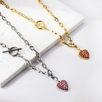 Ig Style Heart Shape Stainless Steel Titanium Steel Plating Inlay Rhinestones Necklace main image 5