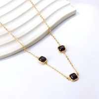 Ig Style Square Stainless Steel Titanium Steel Plating Inlay Opal Shell Necklace main image 4