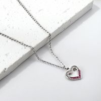 Ig Style Heart Shape Stainless Steel Titanium Steel Plating Inlay Rhinestones Necklace sku image 3