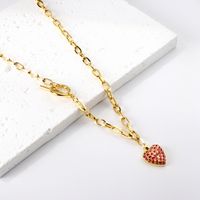 Style Ig Forme De Cœur Acier Inoxydable Acier Au Titane Placage Incruster Strass Collier sku image 4