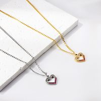 Ig Style Heart Shape Stainless Steel Titanium Steel Plating Inlay Rhinestones Necklace main image 2