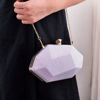 White Champagne Light Green Pu Leather Solid Color Square Evening Bags main image 4