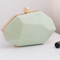 White Champagne Light Green Pu Leather Solid Color Square Evening Bags sku image 4