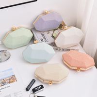 White Champagne Light Green Pu Leather Solid Color Square Evening Bags main image 6