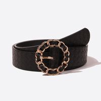 Retro Classic Style Plaid Solid Color Pu Leather Alloy Women's Leather Belts sku image 1