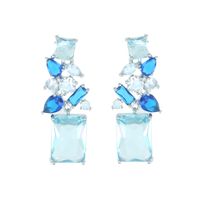 1 Pair Modern Style Square Flower Inlay Copper Zircon Drop Earrings main image 6