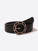 Retro Classic Style Plaid Solid Color Pu Leather Alloy Women's Leather Belts main image 2