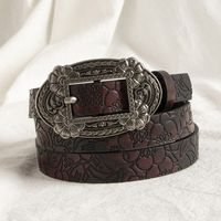 Retro Classic Style Flower Skull Pu Leather Alloy Women's Leather Belts main image 1