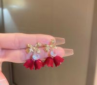 1 Pair Simple Style Flower Inlay Alloy Zircon Drop Earrings Ear Studs sku image 5