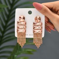 1 Pair Retro Lady Romantic Geometric Inlay Copper Alloy Glass Drop Earrings sku image 5