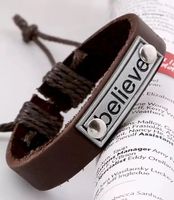 Simple Style Cross Letter Alloy Leather Alloy Men's Bracelets sku image 3