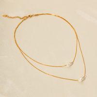 Simple Style Geometric Stainless Steel Plating Freshwater Pearl 18k Gold Plated Layered Necklaces main image 3