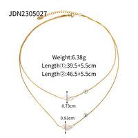 Simple Style Geometric Stainless Steel Plating Freshwater Pearl 18k Gold Plated Layered Necklaces sku image 1