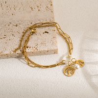 Casual Modern Style Tree Starfish Anchor Stainless Steel Imitation Pearl Layered Gold Plated Bracelets main image 3