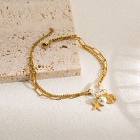 Casual Modern Style Tree Starfish Anchor Stainless Steel Imitation Pearl Layered Gold Plated Bracelets main image 4